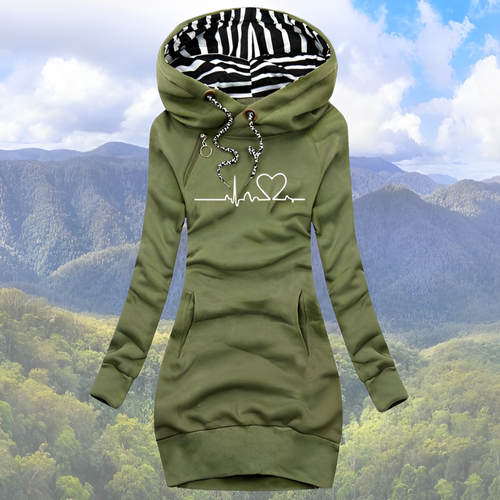 Helvano | Damen Hoodie mit Herzschlag-Print