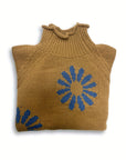 Helvano | Damen Blütenstrick-Pullover mit Stehkragen
