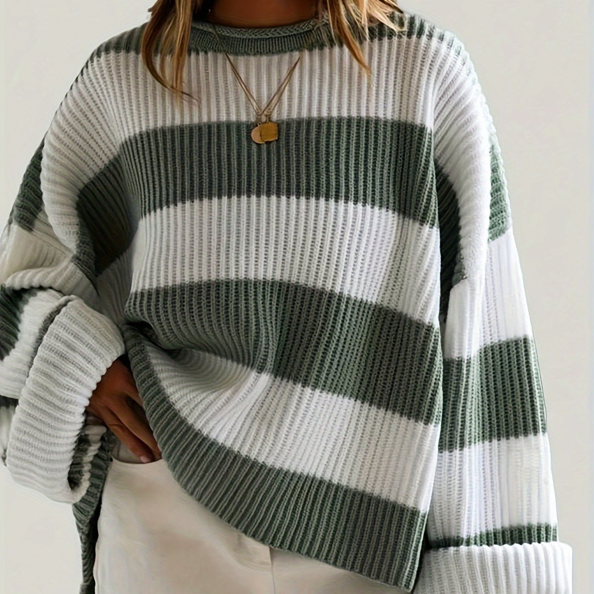 Helvano | Lockerer Colorblock-Strickpullover für Damen