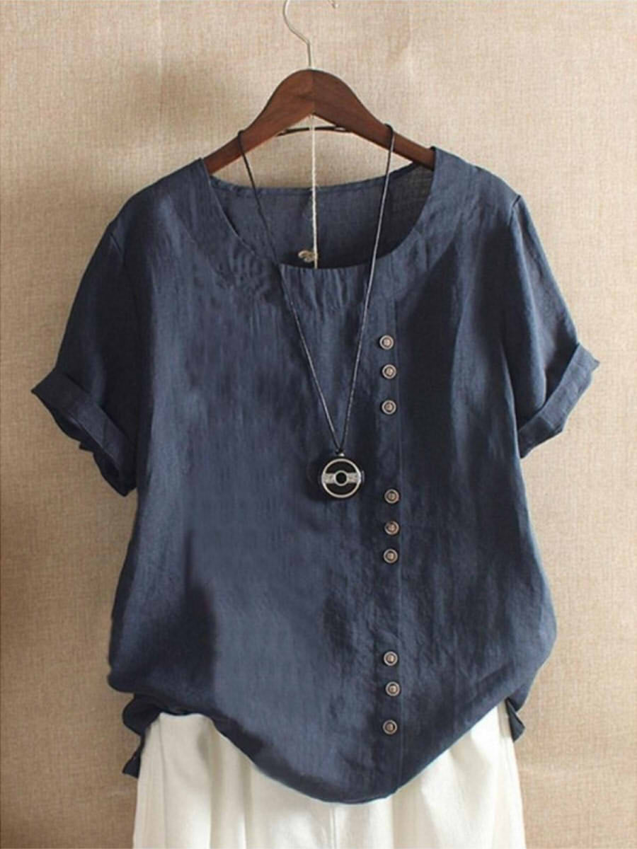 Helvano | Baumwoll-Bluse mit Knöpfen für Damen