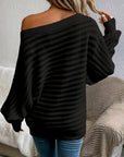 Helvano | Off-Shoulder Rippstrick-Pullover für Damen