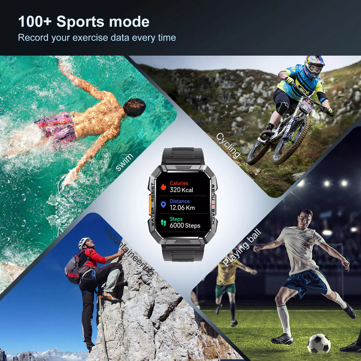 Helvano | Rugged Smartwatch mit Anruf &amp; SOS in Schwarz