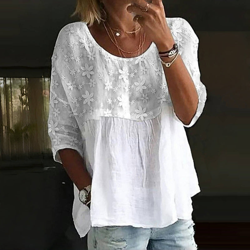 Helvano | Bestickte Bluse für Damen in Weiss