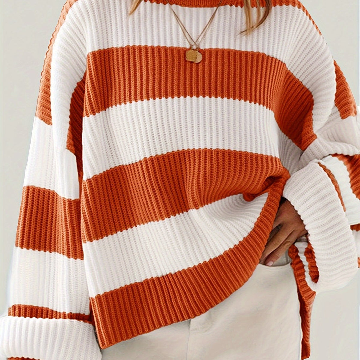Helvano | Lockerer Colorblock-Strickpullover für Damen