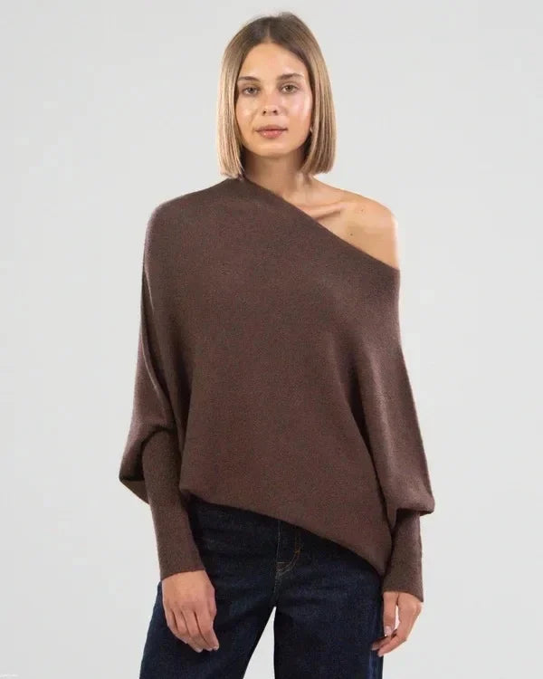 Helvano | Asymmetrisch drapierter Pullover für Damen