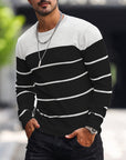 Helvano | Gestreifter Strickpullover mit Rundhals für Herren