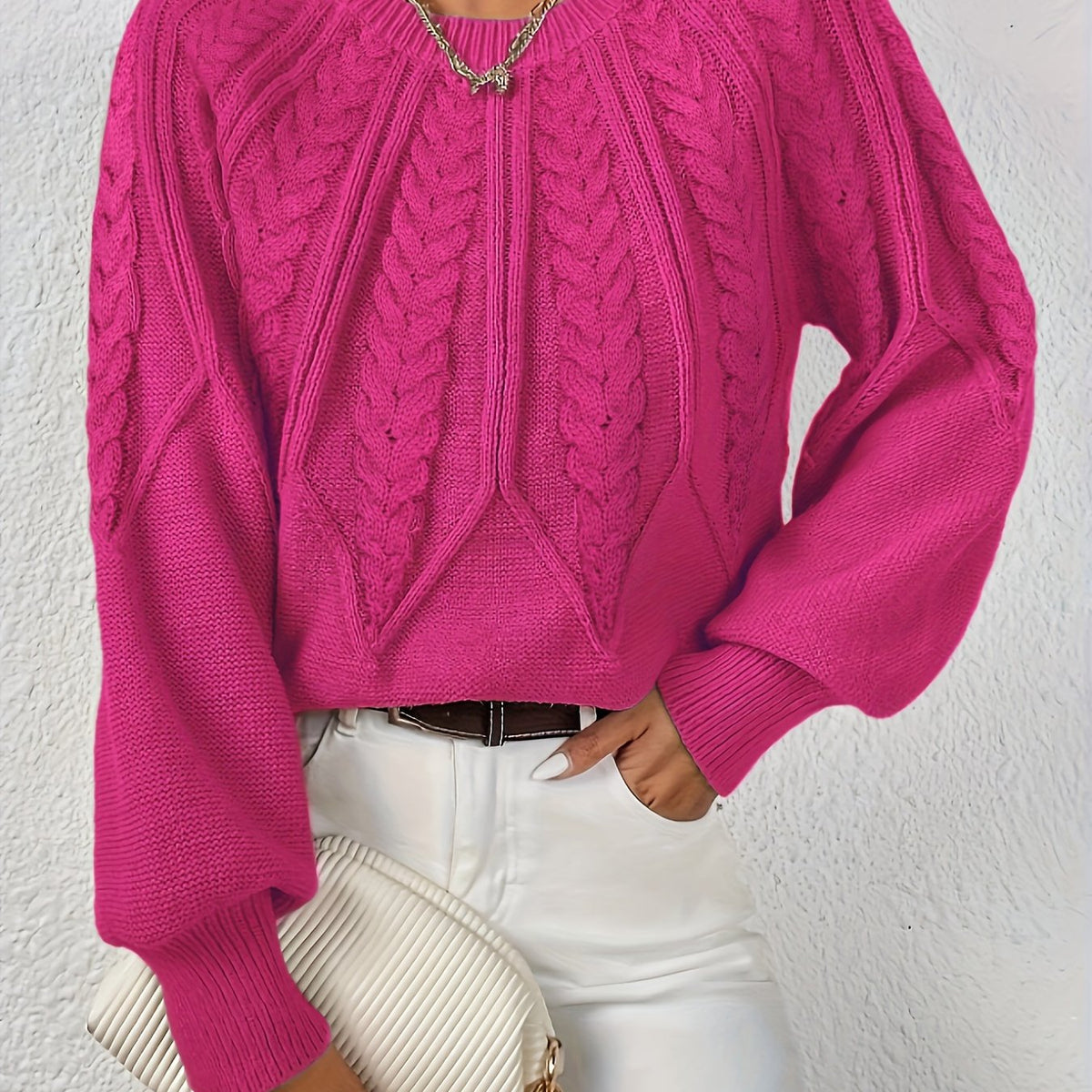 Helvano | Zopfstrick-Pullover mit Rundhals