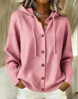 Helvano | Damen Strickjacke mit Kapuze und Knopfleiste