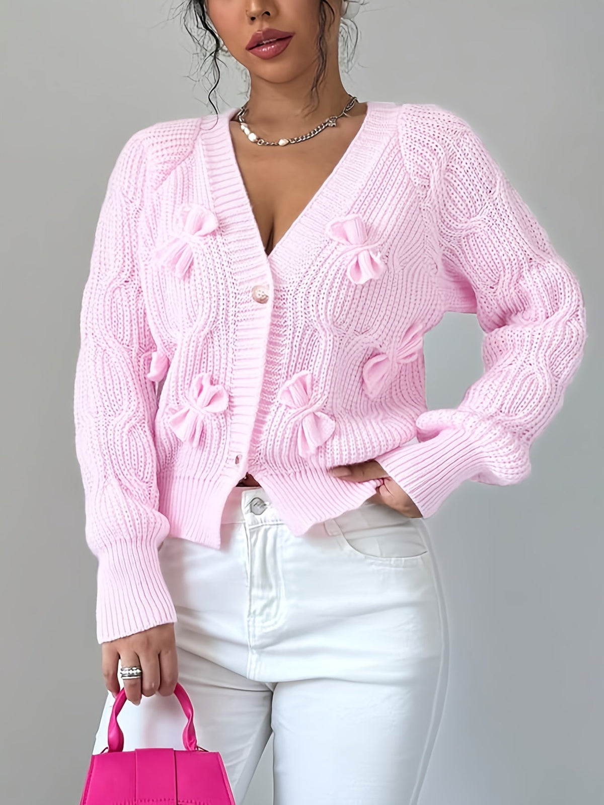 Helvano | Strickjacke mit Schleifendetail für Damen
