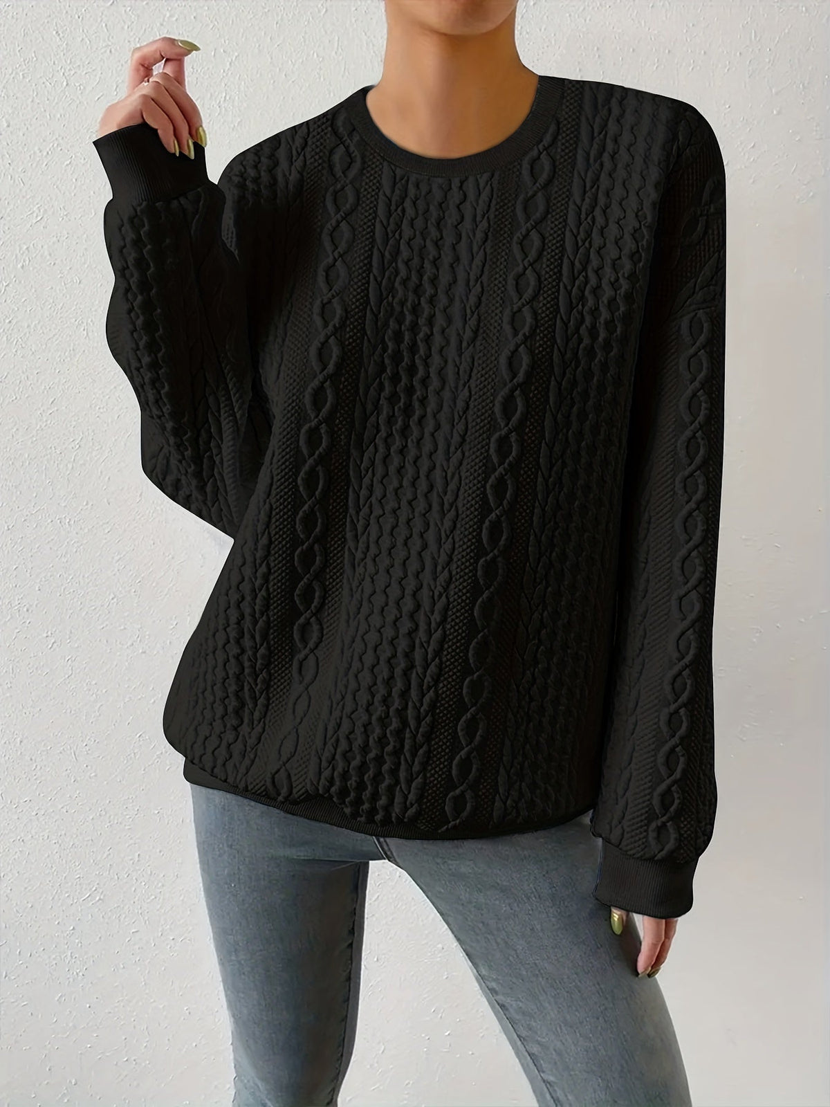 Helvano | Zopfstrick-Sweatshirt für Damen