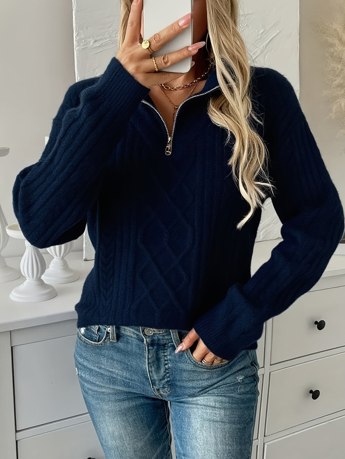 Helvano | Strukturierter Strickpullover mit Half-Zip