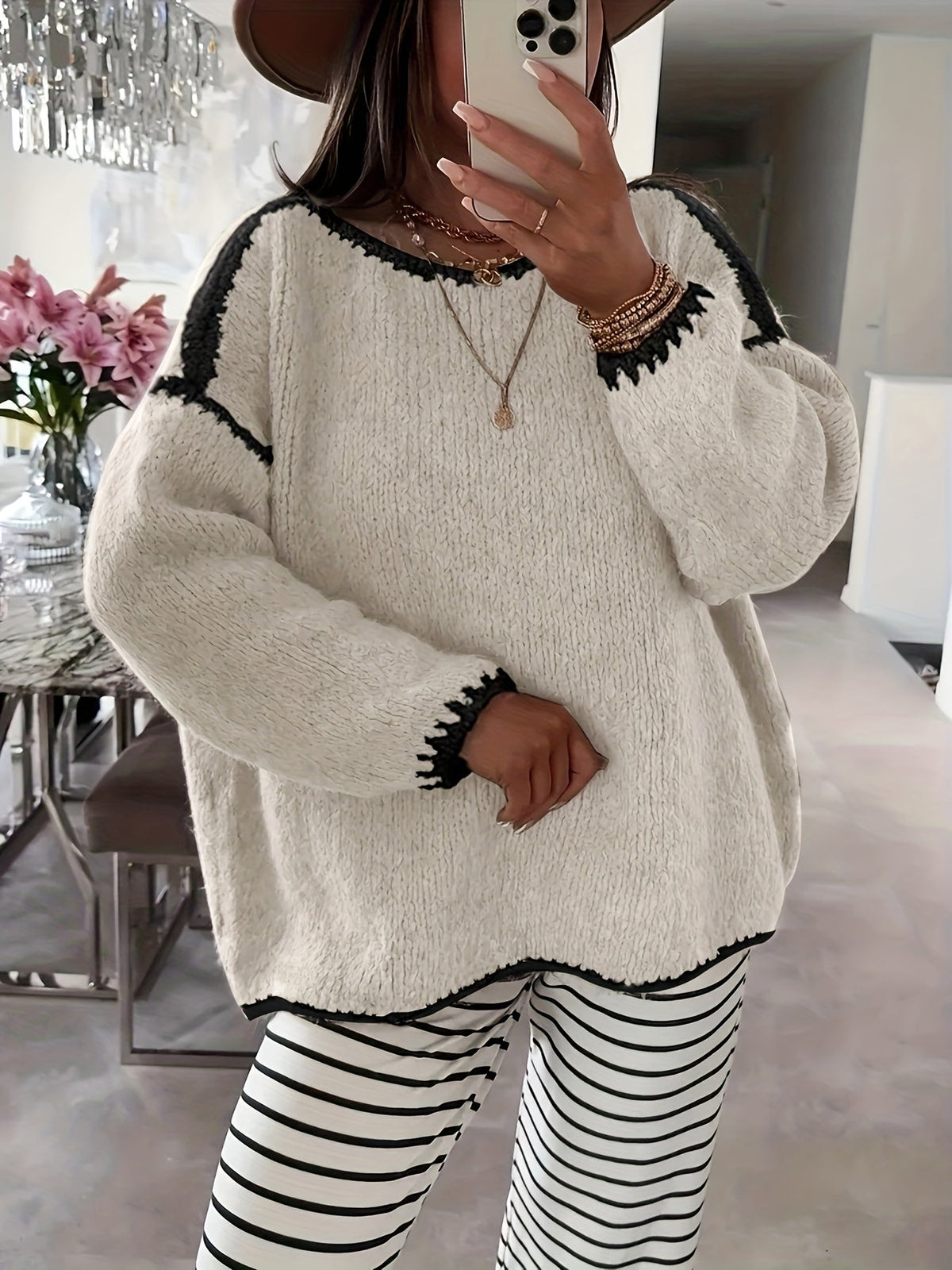 Helvano | Damen Strickpullover mit U-Boot-Ausschnitt