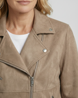 Helvano | Damen Bikerjacke aus Veloursleder in Khaki