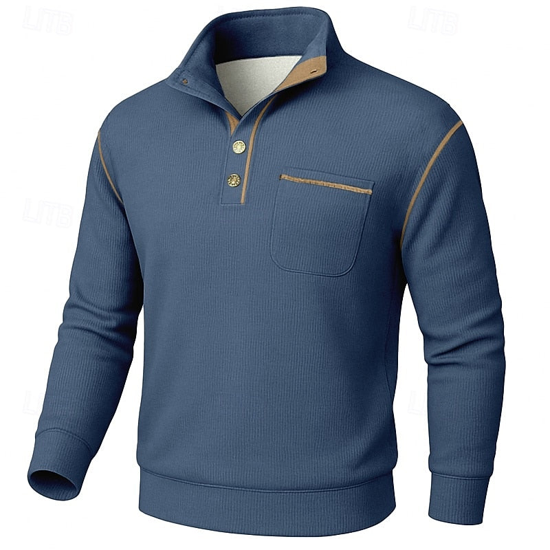 Helvano | Strukturierter Herren-Pullover mit Knopfleiste
