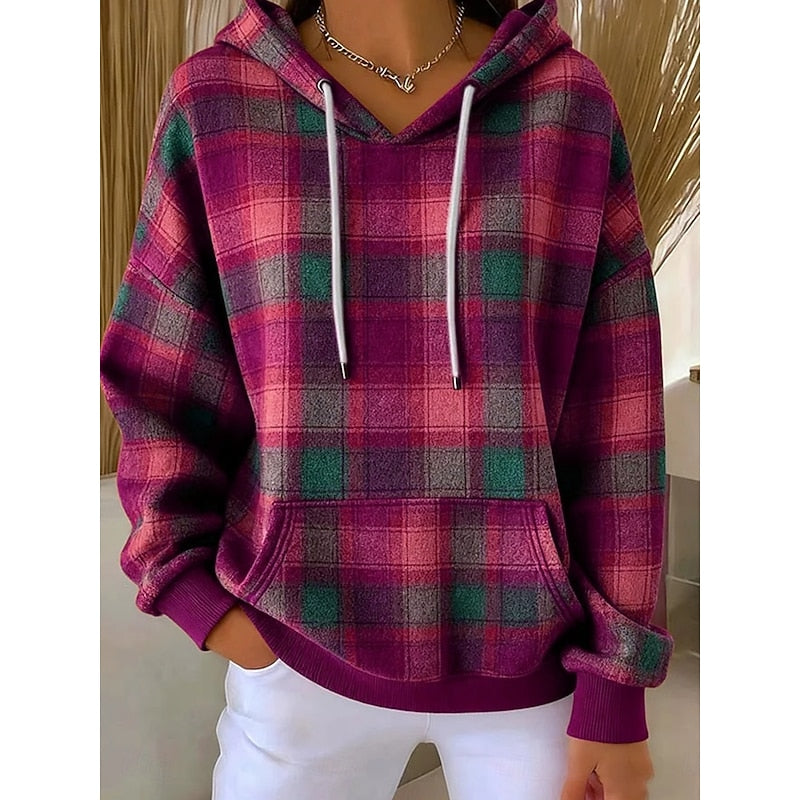Helvano | Karierter Kapuzenpullover für Damen
