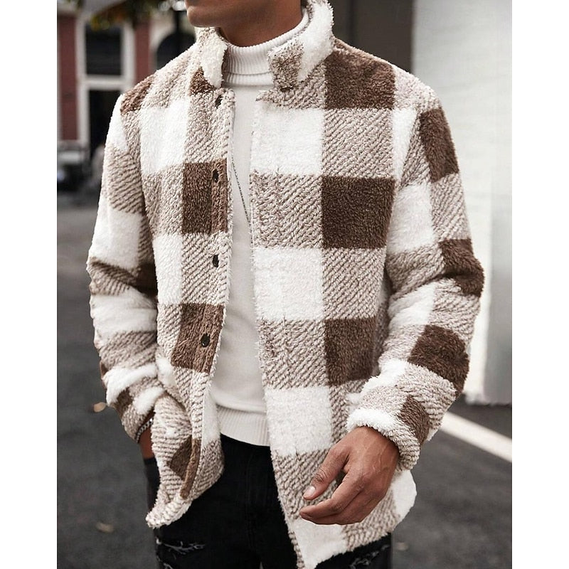 Helvano | Karierte Herrenjacke mit Stehkragen