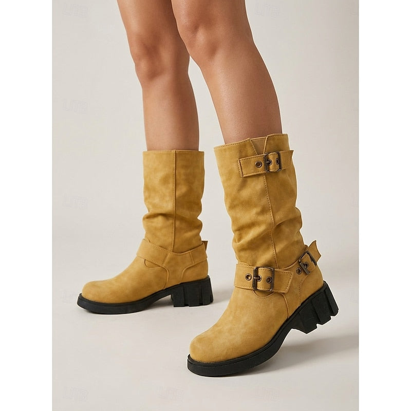 Helvano | Halbhohe Damen-Bikerboots mit Schnallen