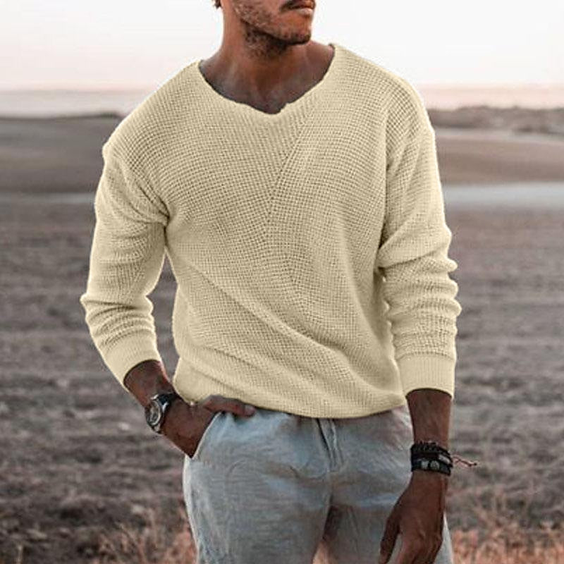 Helvano | Strukturierter Herren-Pullover mit V-Ausschnitt