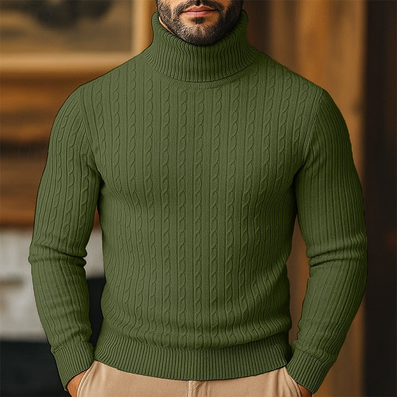 Helvano | Rollkragenpullover mit Zopfmuster für Herren