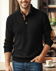 Helvano | Strickpullover mit Stehkragen und Knopfleiste für Herren