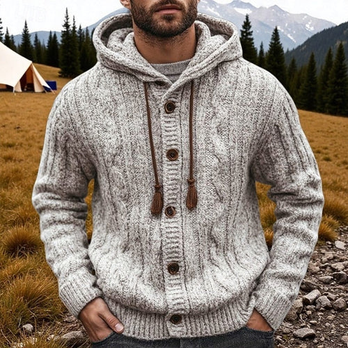 Helvano | Zopfstrick-Cardigan mit Kapuze für Herren