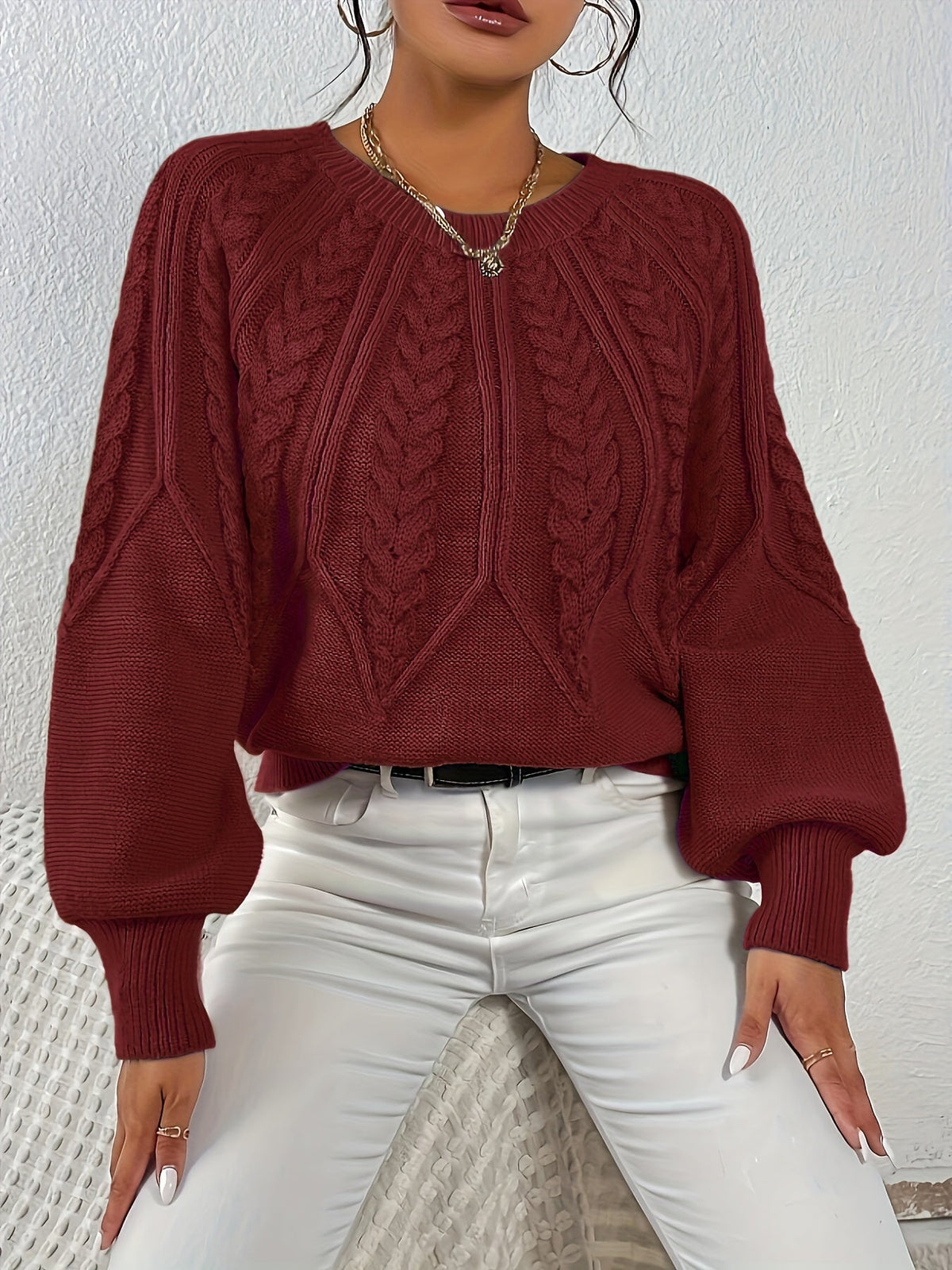 Helvano | Lockerer Zopfstrickpullover für Damen