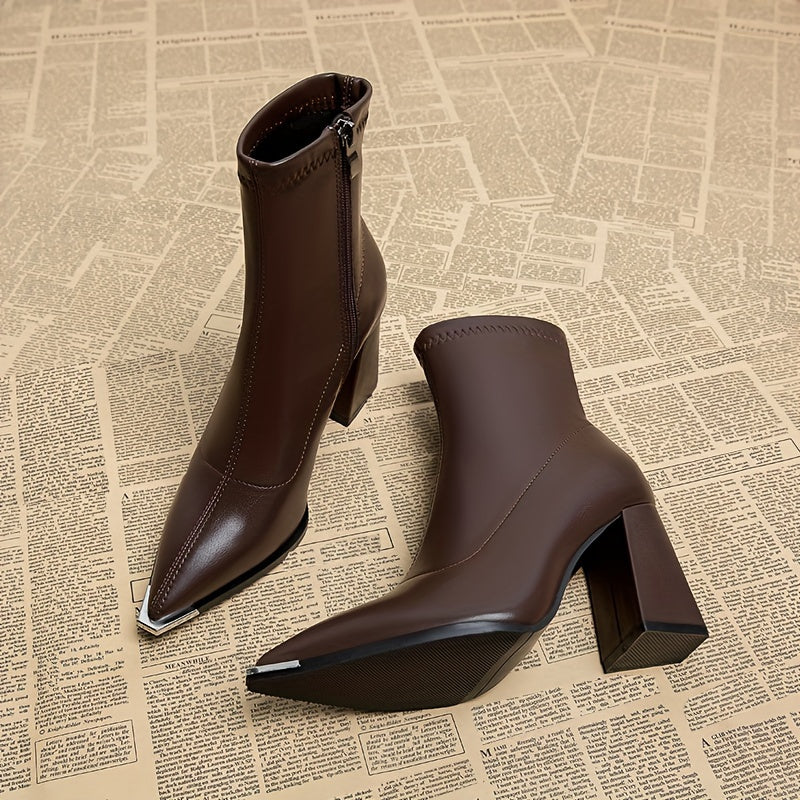 Helvano | Spitze Damen-Stiefeletten mit Blockabsatz