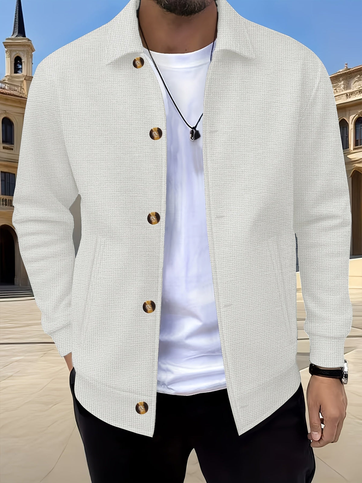 Helvano | Strukturierte Herrenjacke mit Knopfleiste