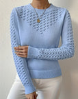 Helvano | Pointelle-Strickpullover mit Rundhals für Damen