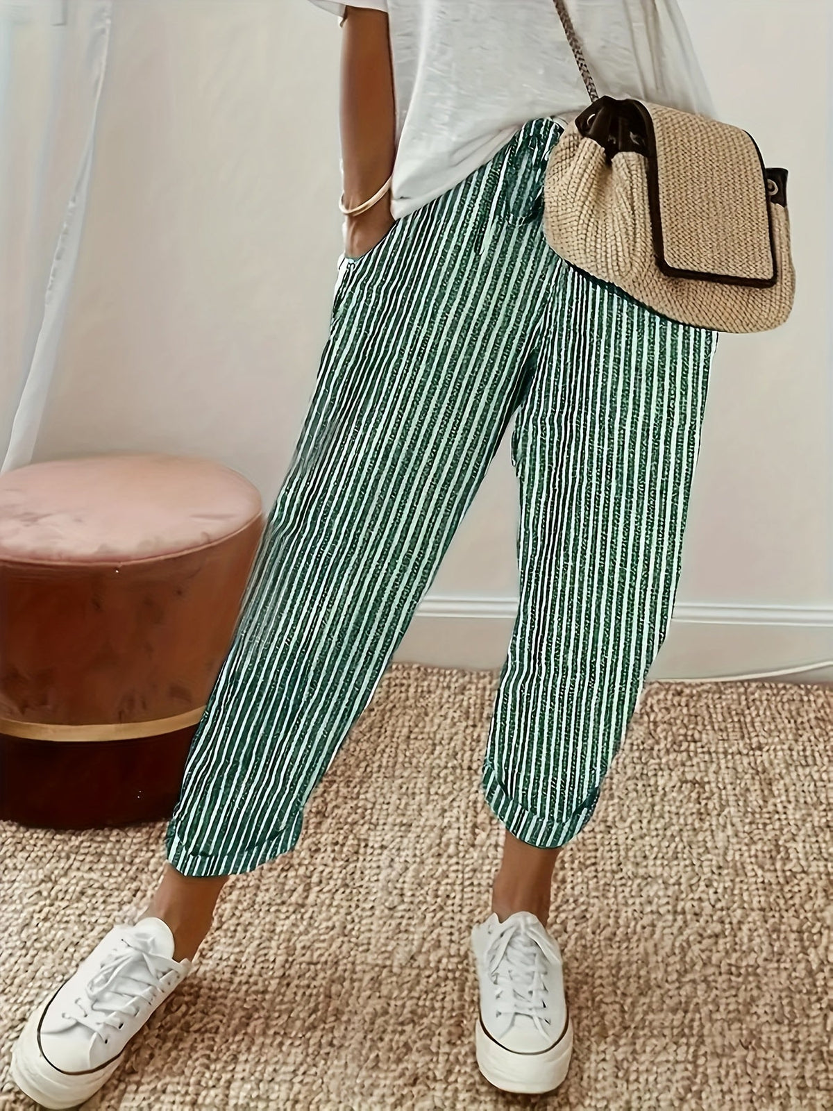 Helvano | Weite Streifenhose für Damen