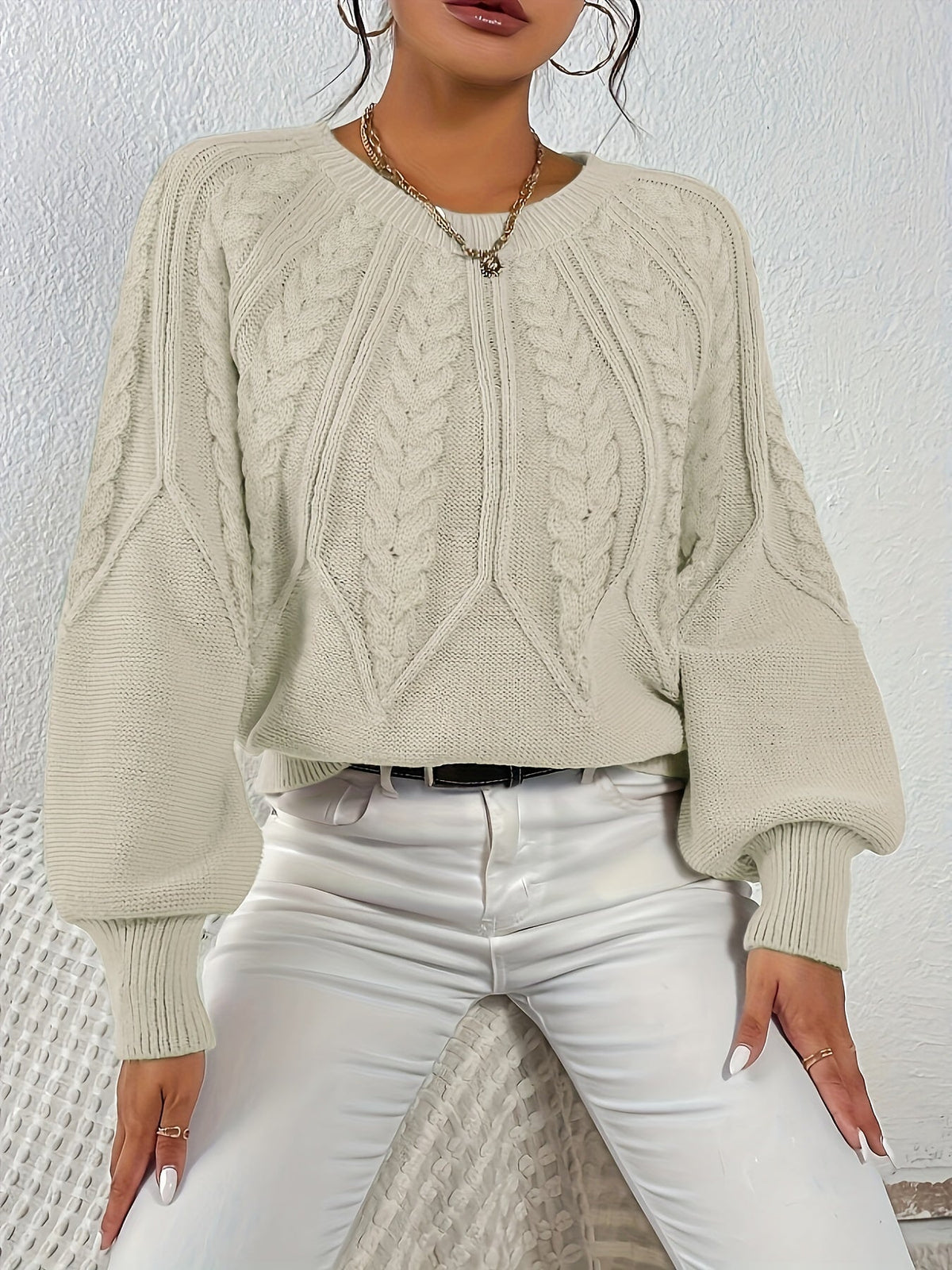 Helvano | Lockerer Zopfstrickpullover für Damen