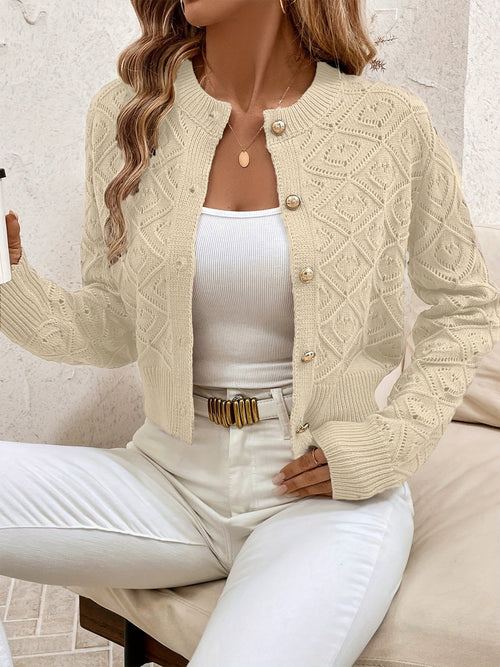 Helvano | Strukturierte Strickjacke mit Knopfleiste für Damen