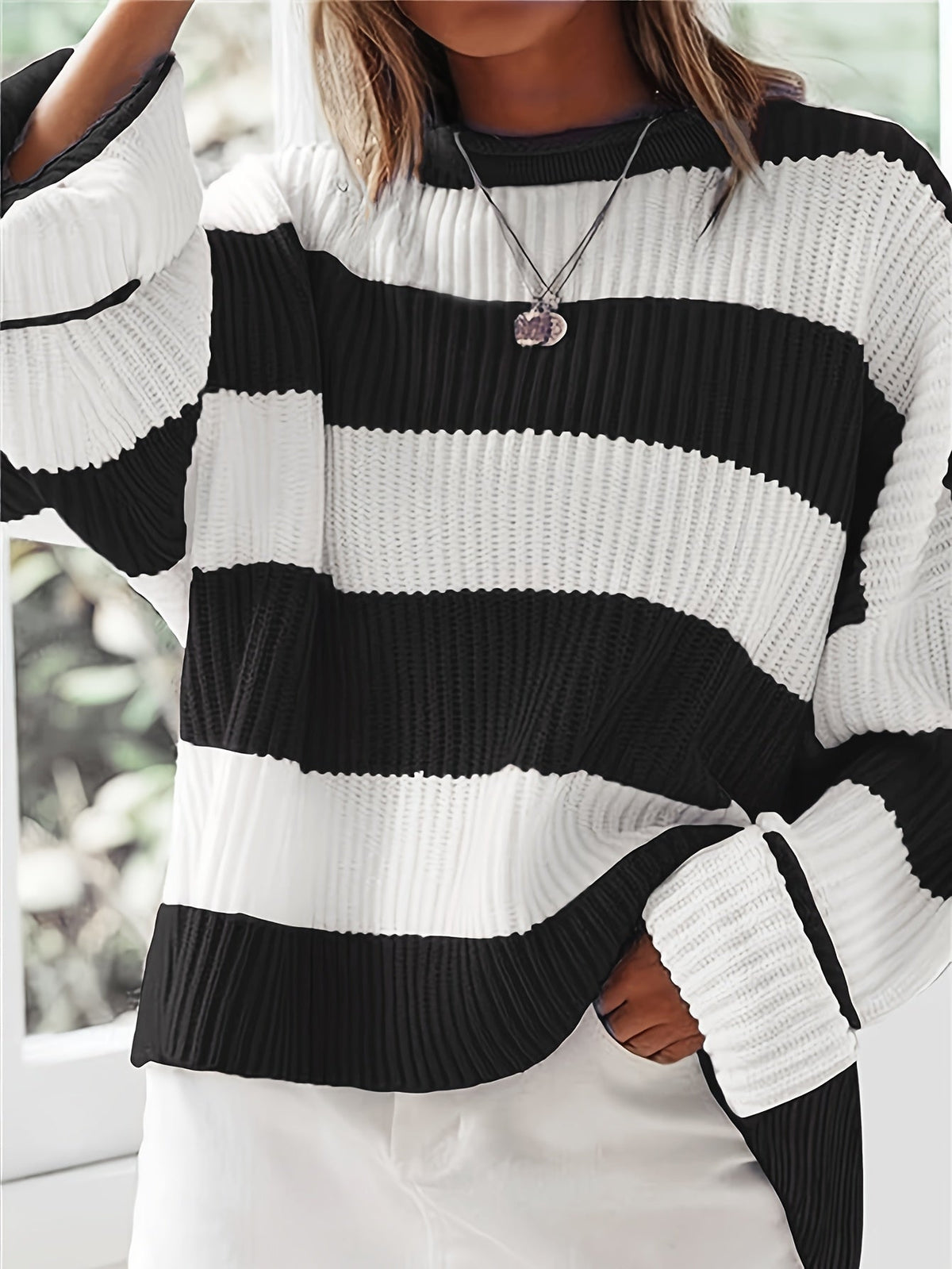 Helvano | Lockerer Colorblock-Strickpullover für Damen