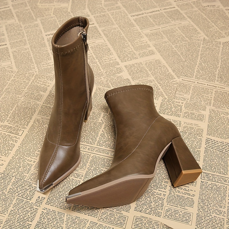 Helvano | Spitze Damen-Stiefeletten mit Blockabsatz