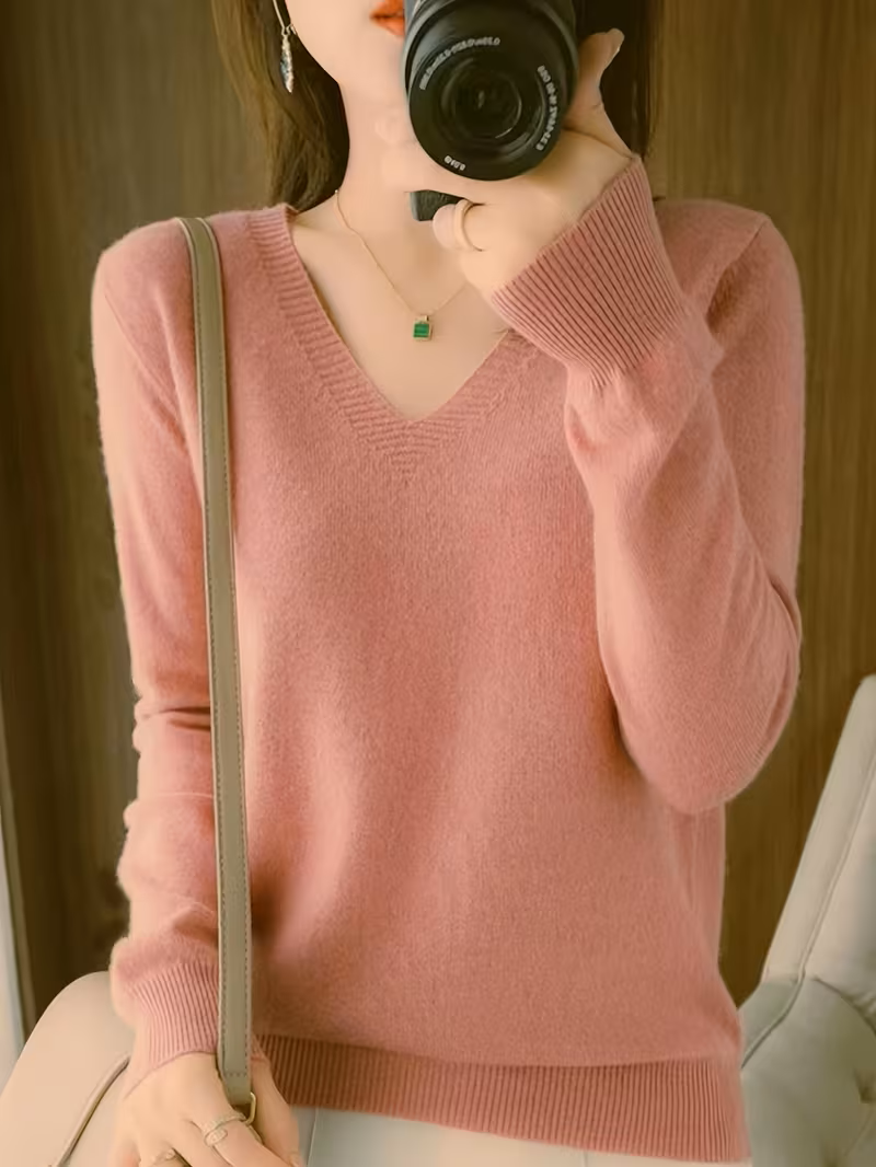 Helvano | Damen Strickpullover mit V-Ausschnitt