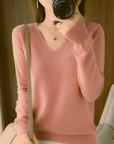 Helvano | Damen Strickpullover mit V-Ausschnitt