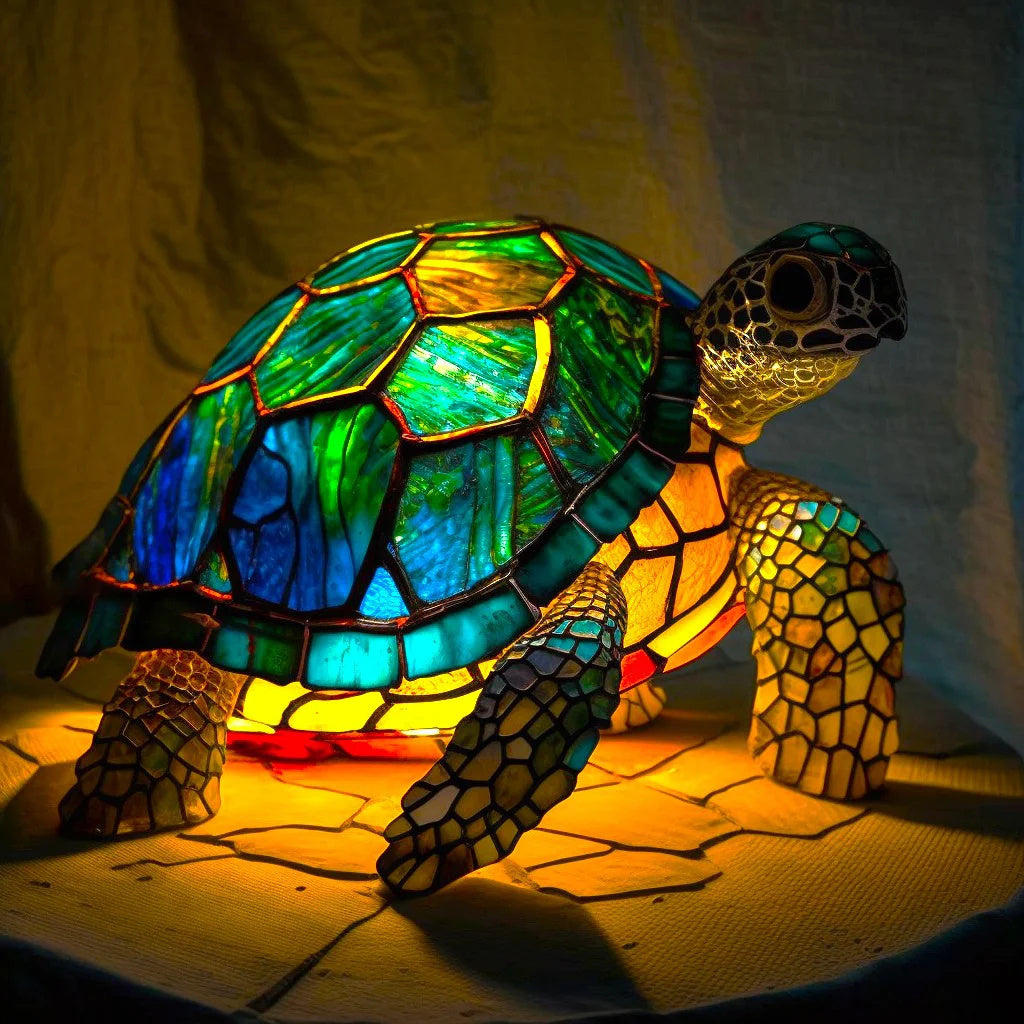 Helvano | Buntglas-Tischlampe im Tierdesign