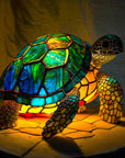 Helvano | Buntglas-Tischlampe im Tierdesign