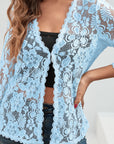 Helvano | Damen Strickjacke mit Blumen-Lochmuster