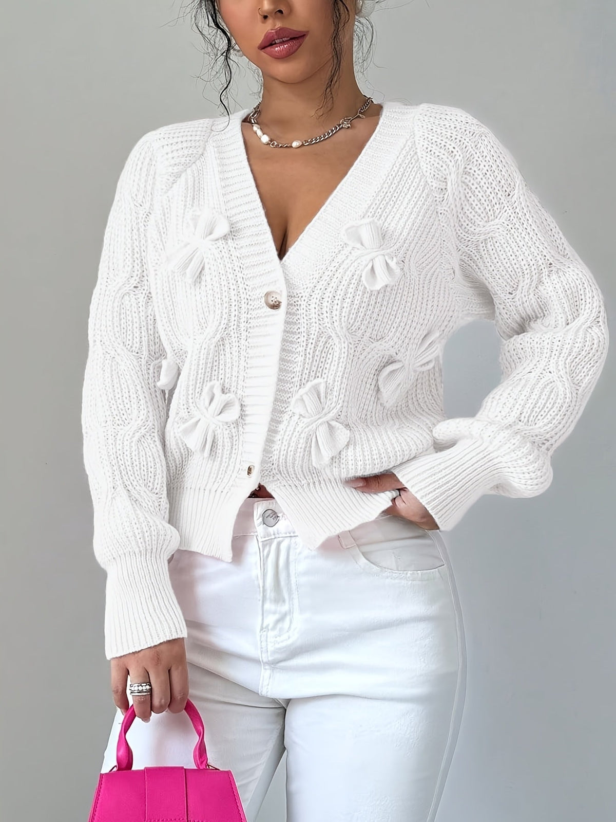 Helvano | Strickjacke mit Schleifendetail für Damen