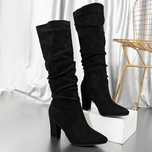 Helvano | Kniehohe Slouch-Stiefel mit Absatz für Damen