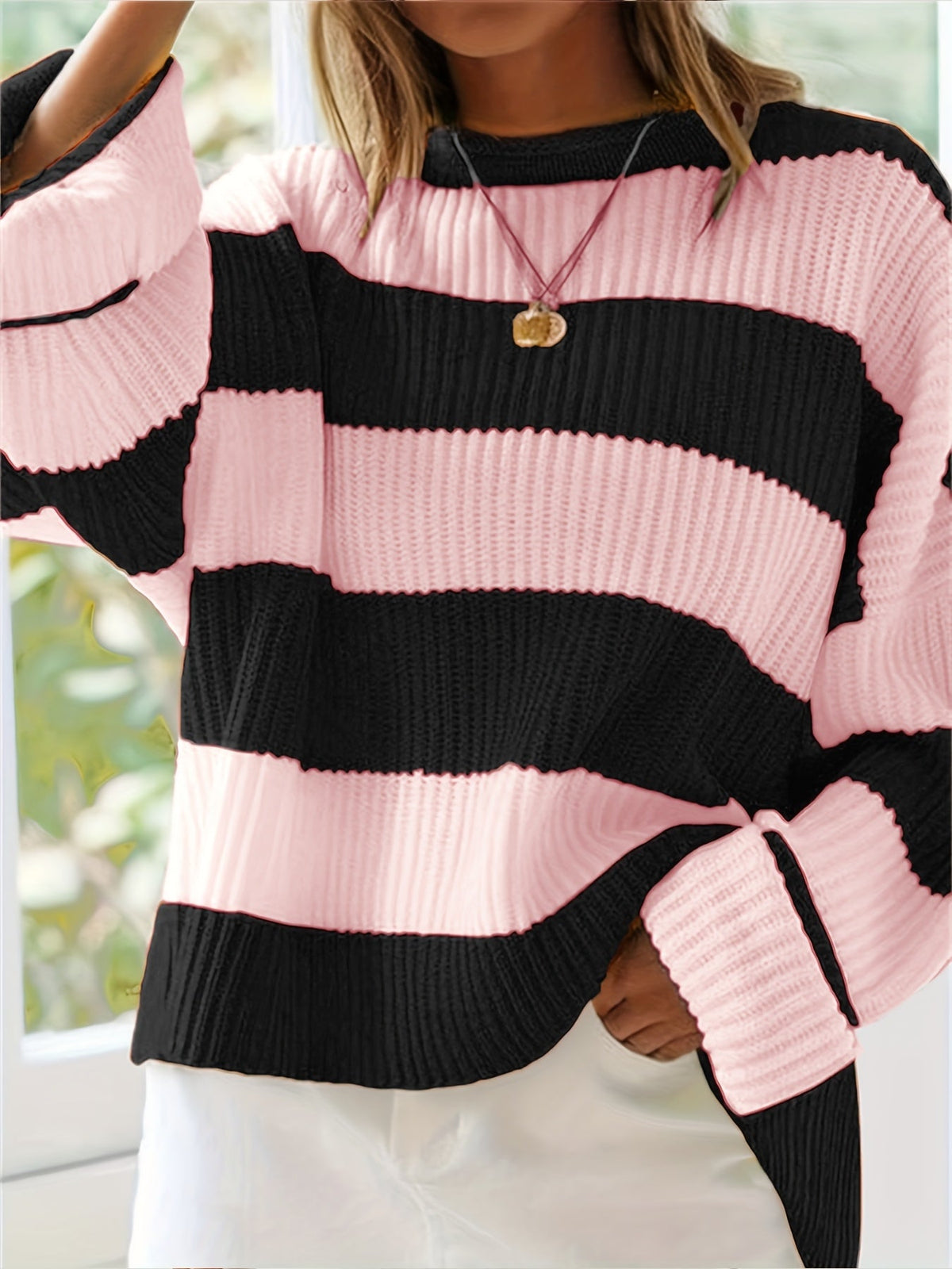 Helvano | Lockerer Colorblock-Strickpullover für Damen