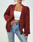 Helvano | Damen Strickjacke mit V-Ausschnitt und Knopfleiste