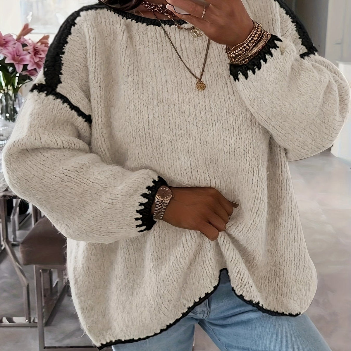 Helvano | Damen Strickpullover mit U-Boot-Ausschnitt