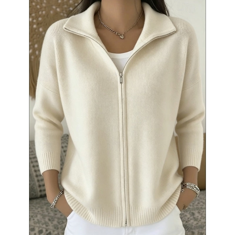 Helvano | Damen Strickjacke mit Stehkragen und Reissverschluss