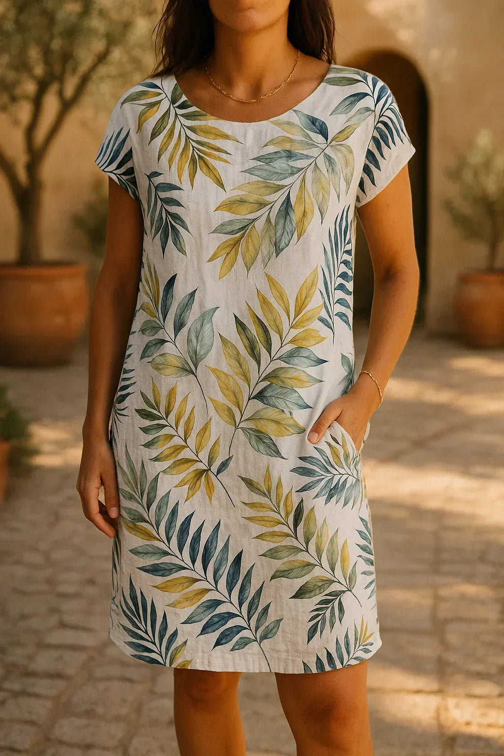 Helvano | Bedrucktes Damenkleid mit Rundhalsausschnitt