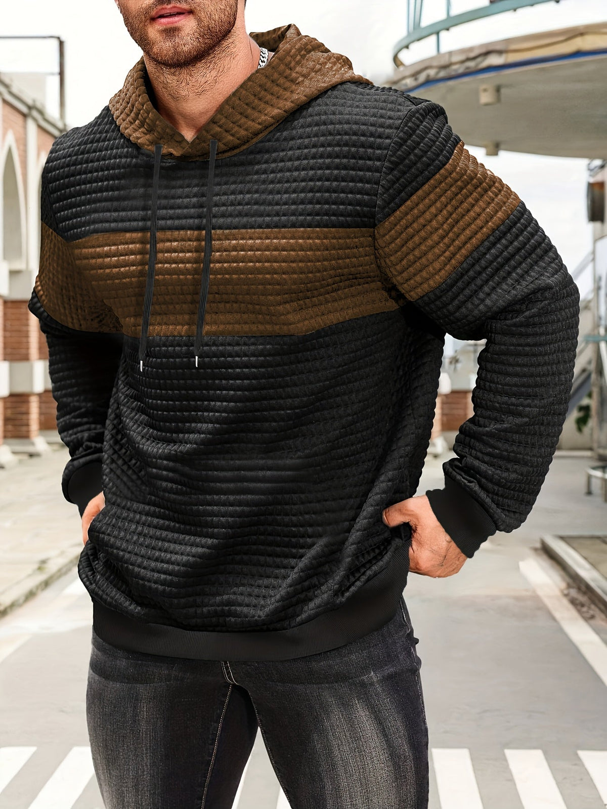 Helvano | Strukturierter Colorblock-Hoodie für Herren