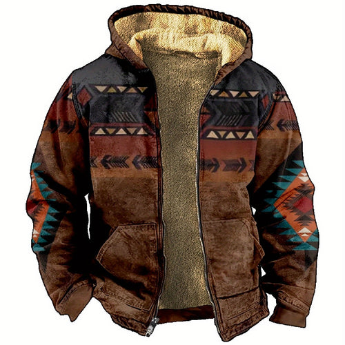 Helvano | Kapuzenjacke mit Ethno-Muster für Herren