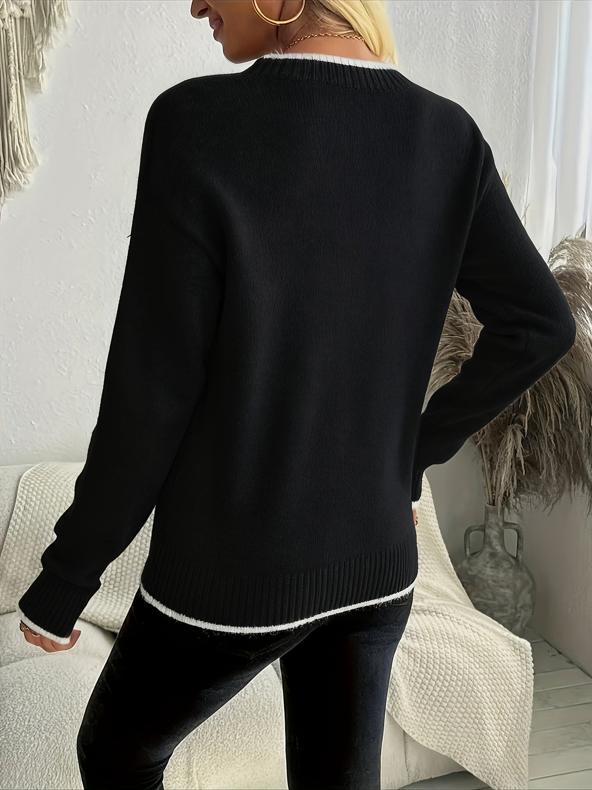 Helvano | Strickpullover mit Rundhals und Schneeflocken