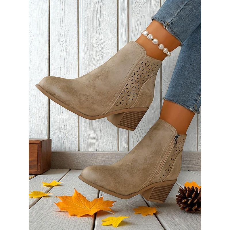 Helvano | Cut-out Stiefeletten mit niedrigem Absatz für Damen